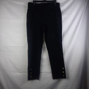 Ann Klein Black wide elastic waist 3 button leg cropped slacks 12